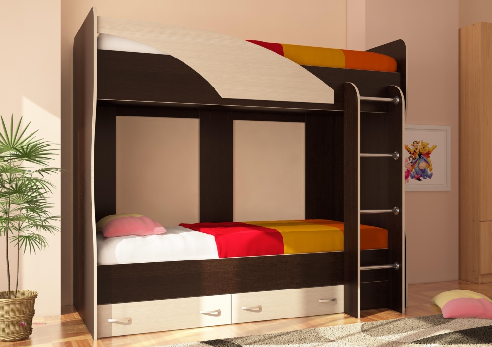 Обзор двухярусной кровати для покупки в детскую комнату в интернет-магазине Мебелька