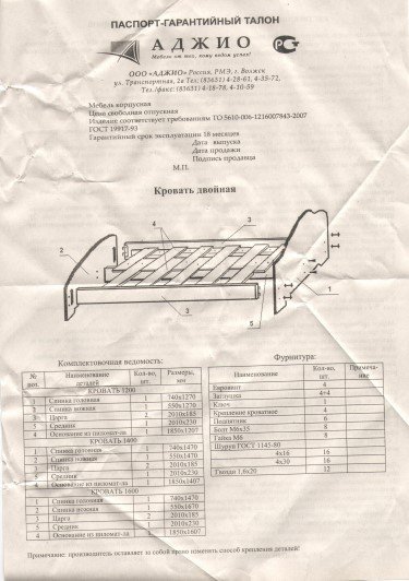 Гутер мебель схема сборки кровати