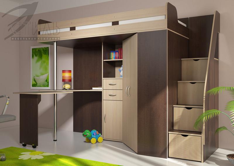 Обзор кровати-чердака для покупки в детскую комнату в интернет-магазине Мебелька