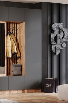 Недорогие Прихожая Бавария Дуб вотан/графит с доставкой по Екатеринбургу предлагает интернет-магазин Мебелька! Здесь вы можете выбрать и купить мебель для прихожей по доступной цене.