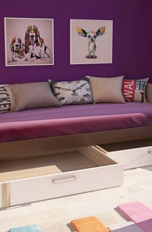 Недорогие Кровать с ящиками Волкер Модуль 13 с доставкой по Екатеринбургу предлагает интернет-магазин Мебелька! Здесь вы можете выбрать и купить детскую мебель по доступной цене.