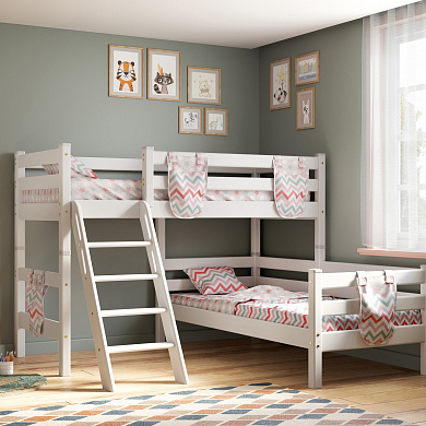 Недорогие Кровать Соня вариант 8 Угловая с наклонной лестницей с доставкой по Екатеринбургу предлагает интернет-магазин Мебелька! Здесь вы можете выбрать и купить детскую мебель по доступной цене.