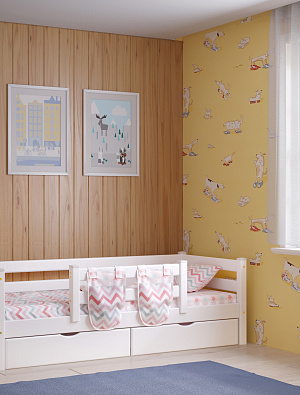 Недорогие Кровать Соня вариант 4 с защитой по центру с доставкой по Екатеринбургу предлагает интернет-магазин Мебелька! Здесь вы можете выбрать и купить детскую мебель по доступной цене.