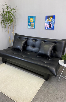 Диван-кровать Поло Стайл экокожа Black