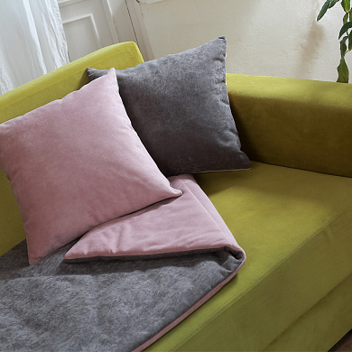 Топпер покрывало для дивана с подушками Lekki pudra/grafit