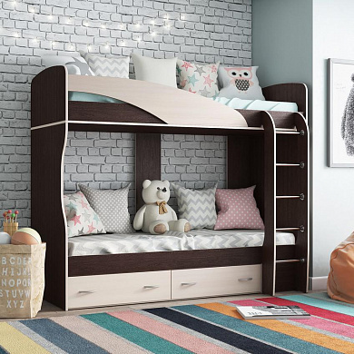 Недорогие Кровать 2х ярусная Мийа с доставкой по Екатеринбургу предлагает интернет-магазин Мебелька! Здесь вы можете выбрать и купить детскую мебель по доступной цене.
