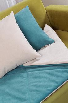 Топпер покрывало для дивана с подушками Lekki emerald/cream